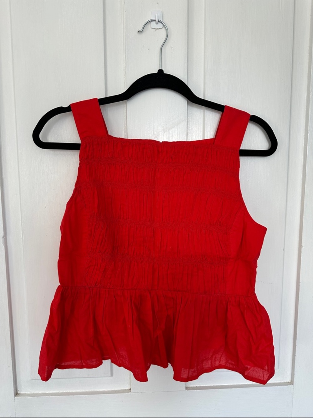 J. Crew Bright Red Smocked Tank with Wide Straps